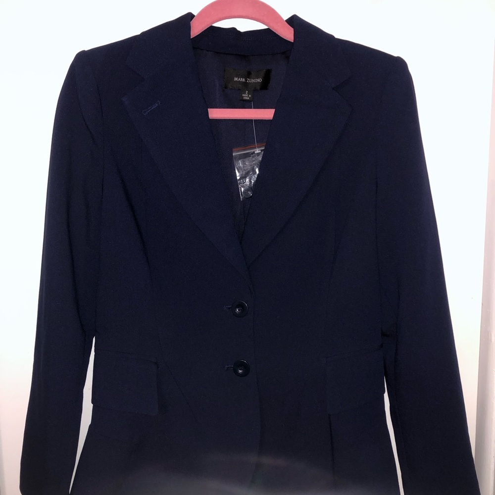 Women's Navy blue purple Blazer fitted lined peplum button tailored office - Picture 6 of 16